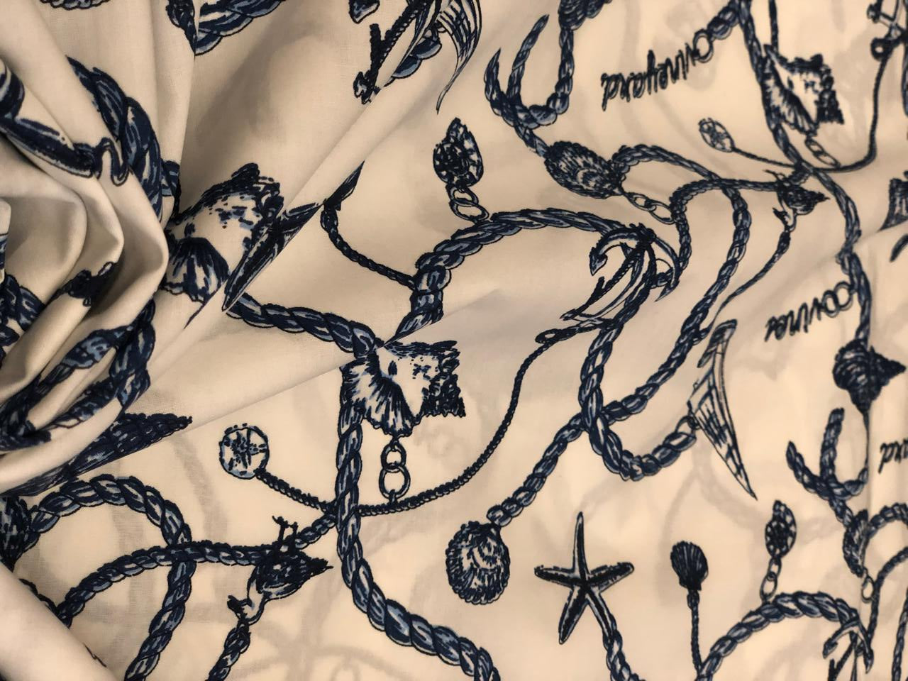 100% Cotton Poplin white with charms hanging on a necklace all over print [18691]