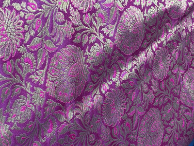 Silk Brocade fabric  jacquard available in 7 colors mulberry, burgundy, candy pink, teal, mustard, green x red  and turquoise BRO1026