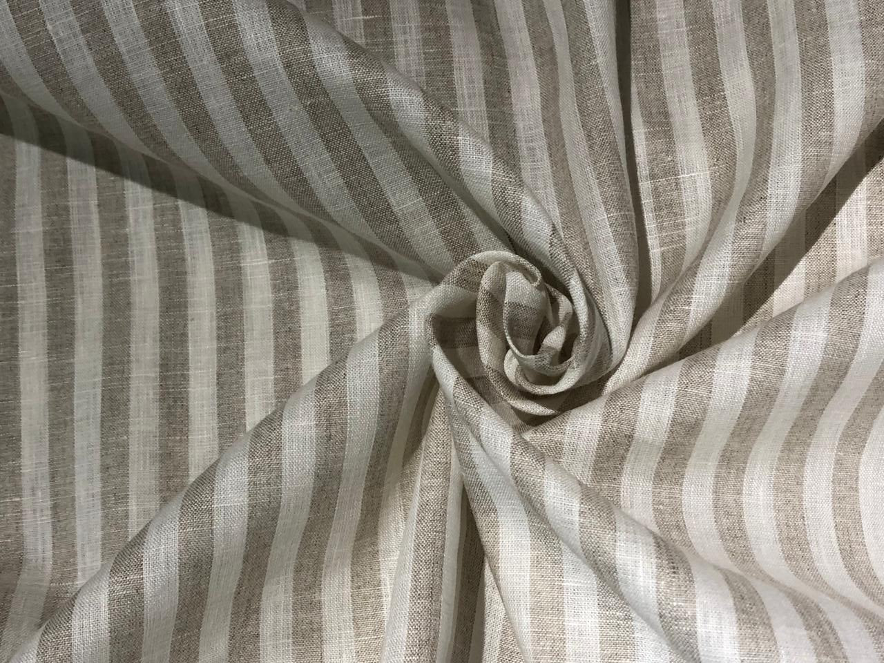 100% Linen stripe 60's Lea Fabric 58" cream and beige  stripe available in 1 inch  as well as 1 centimeter stripes [17221/22]