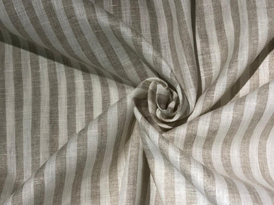 100% Linen stripe 60's Lea Fabric 58" cream and beige  stripe available in 1 inch  as well as 1 centimeter stripes [17221/22]