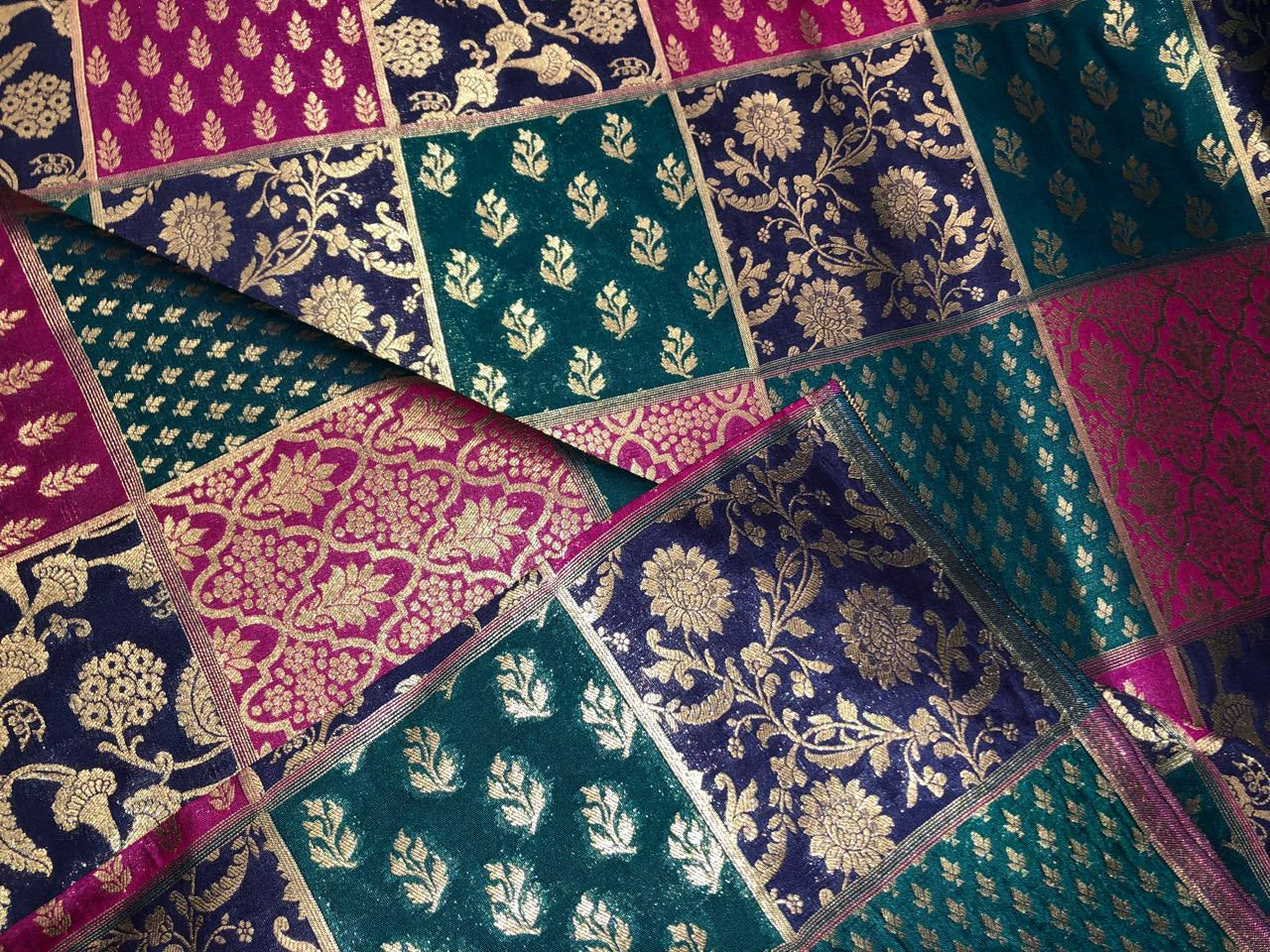 Silk Brocade fabric multi colour jacquard 44" wide BRO1071 available in 8 different color combinations[BRO1071[1-8]]