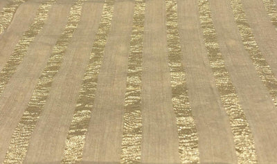 SILK  Crushed MUGA SILK TISSUE STRIPES available in 2 colors crinkle gold x gold stripe/dark ivory x copper/golden cream x silver stripe[17746/47]