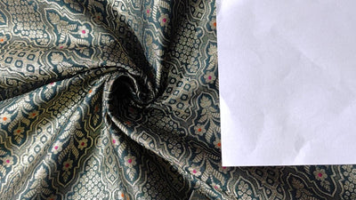 Silk Brocade Fabric  jacquard 44" wide  BRO973 available in 4 colors black/ green/royal and mulberry