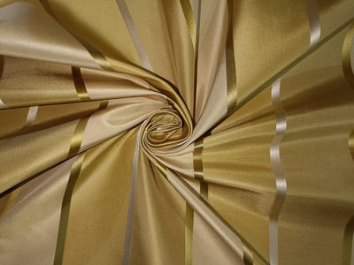 100% Silk Taffeta Fabric shades of gold with satin stripes 54" wide TAFS63