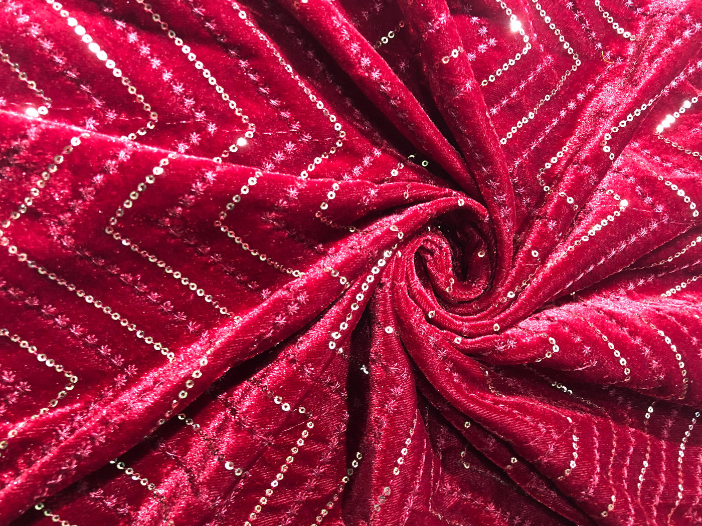 Micro Velvet Fabric Embroidered 44" wide available in 2 colors blood red and mulberry