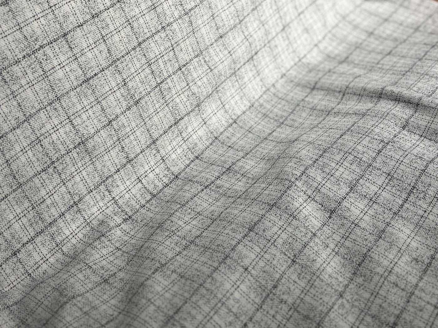 SUITING Italian Andamen Merino Wool Black and ivory  Plaids 58" wide  [17335]