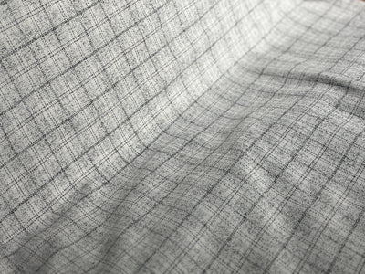 SUITING Italian Andamen Merino Wool Black and ivory  Plaids 58" wide  [17335]