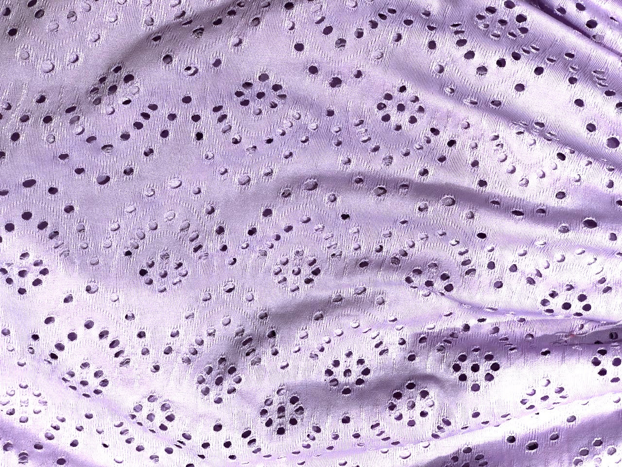 Knitted fabric with cutwork embroidery with slight stretch lilac color 58" wide [17626]