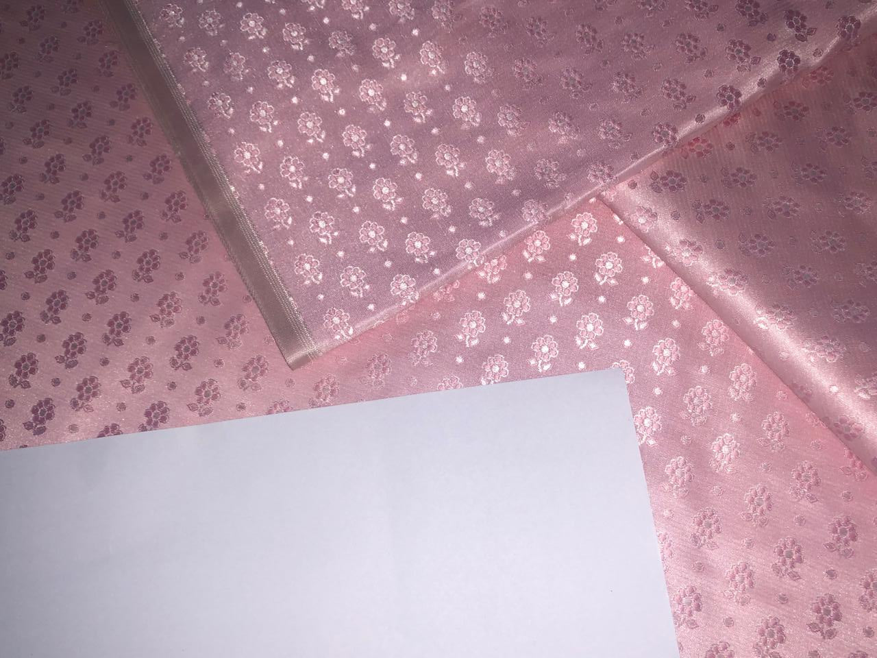 Silk Brocade fabric 44" wide SELF JACQUARD available in 2 colors pinkish peach and ivory BRO956[1/2]