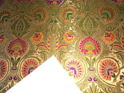 Silk Brocade King Khab fabric 36" wide available in 6 colors [PINK/ GOLD/ NAVY/ MANGO YELLOW / RED /BLACK] BRO920