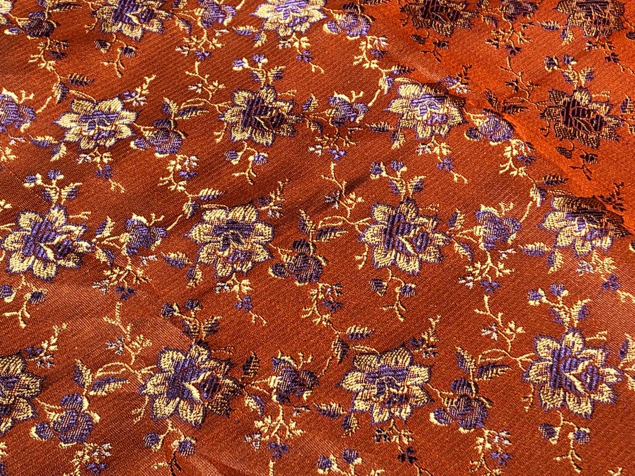 SILK BROCADE FABRIC Orange,Gold & Purple 44" wide BRO19[2]