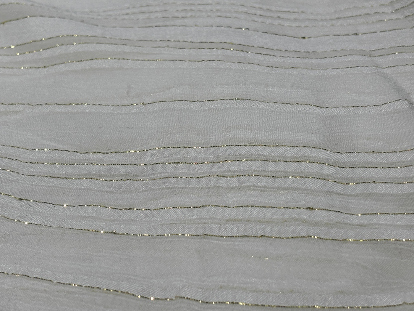 Cotton viscose crush chiffon with satin and lurex stripe fabric 44" wide [17780]