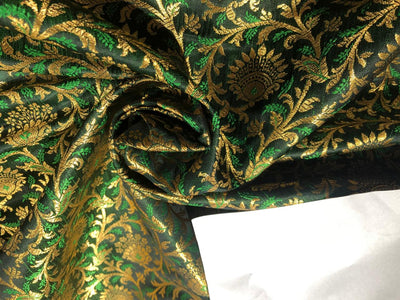 Silk Brocade fabric with metallic gold jacquard 44" wide BRO934 Available in 2 colors green and orange