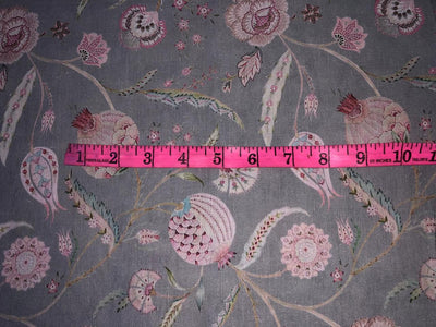 100% linen FLORAL digital print fabric 44" wide available in 2 colors grey/pink and ivory/pink