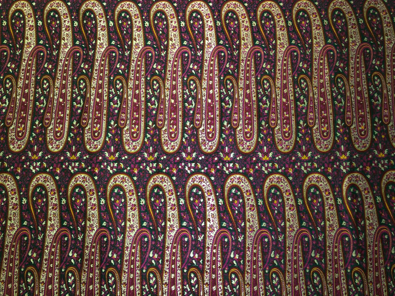 Silk Brocade fabric  intricate paisley jacquard in 4 color color schemes green ,red/ BRO1084