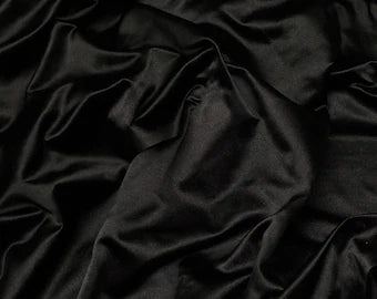 100% Pure Silk Satin 200 Gram  Black 44" Wide  [17600]