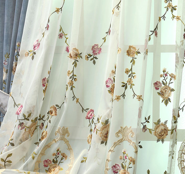 100% Dupioni SILK  fabric 110" wide IVORY WITH FLORAL EMBROIDERY [DUPEMB68_110"EMB]]