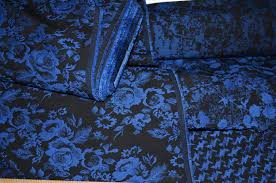 Silk Brocade Vestment Fabric Blue & Black 44" wide BRO141[1]