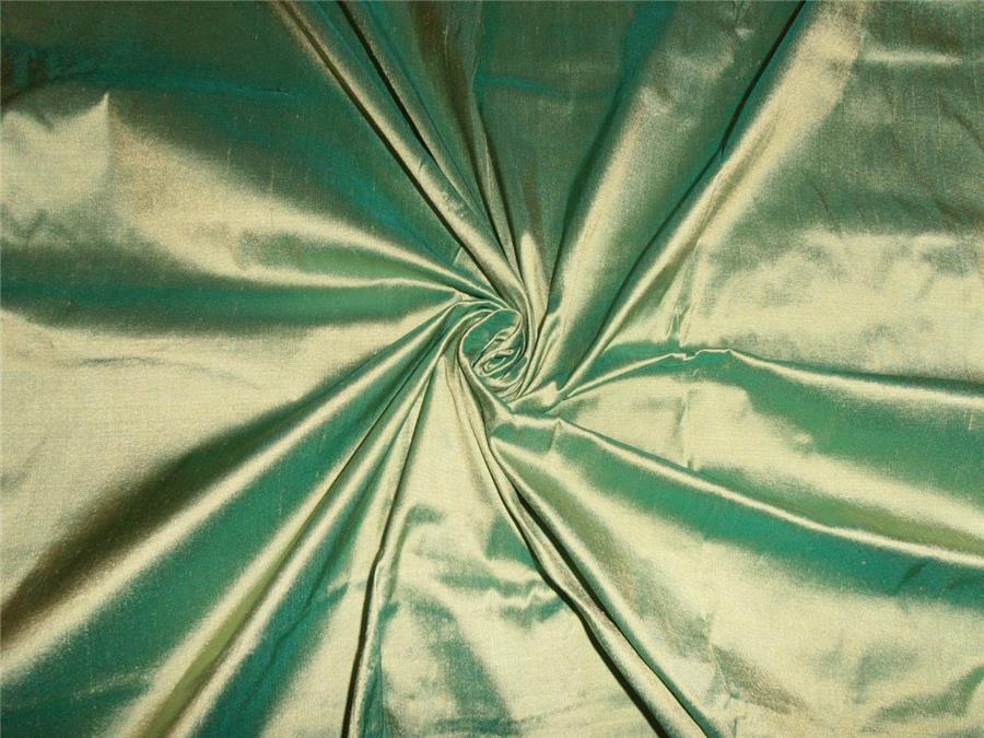 100% PURE SILK DUPION FABRIC SEA GREEN GOLD SHOT color 54" wide DUP112[1]