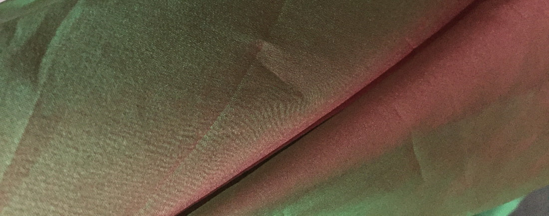 100% silk organza fabric 44&quot;two tone green x red [10285]