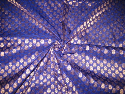 SILK BROCADE FABRIC Blueish Purple & metallic BRO133[5]