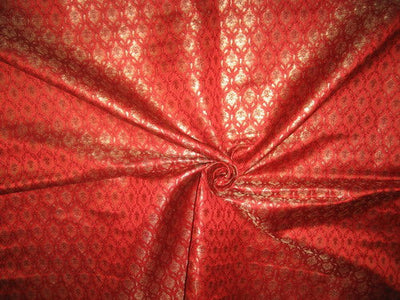 Silk Brocade Fabric Metallic Gold,Bright Red &amp; Black 44" wide BRO142[1]