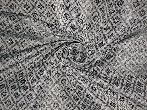 Silk Brocade fabric Grey & Black Color 44" wide BRO161[3]