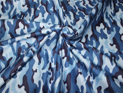 100% cotton lycra twill 60mm blue colour camoflauge print 58&quot; wide