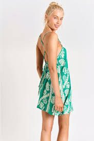 Linen Print green and white vacation/beach/children wear print [17741]