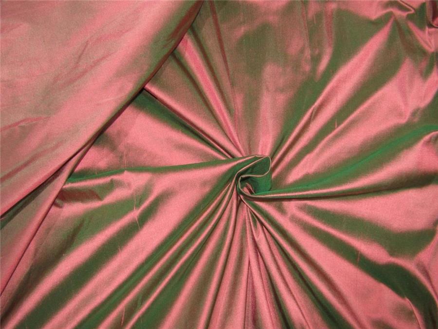 100% Silk Dupion fabric CORAL x GREEN color 54" wide DUP256[1]