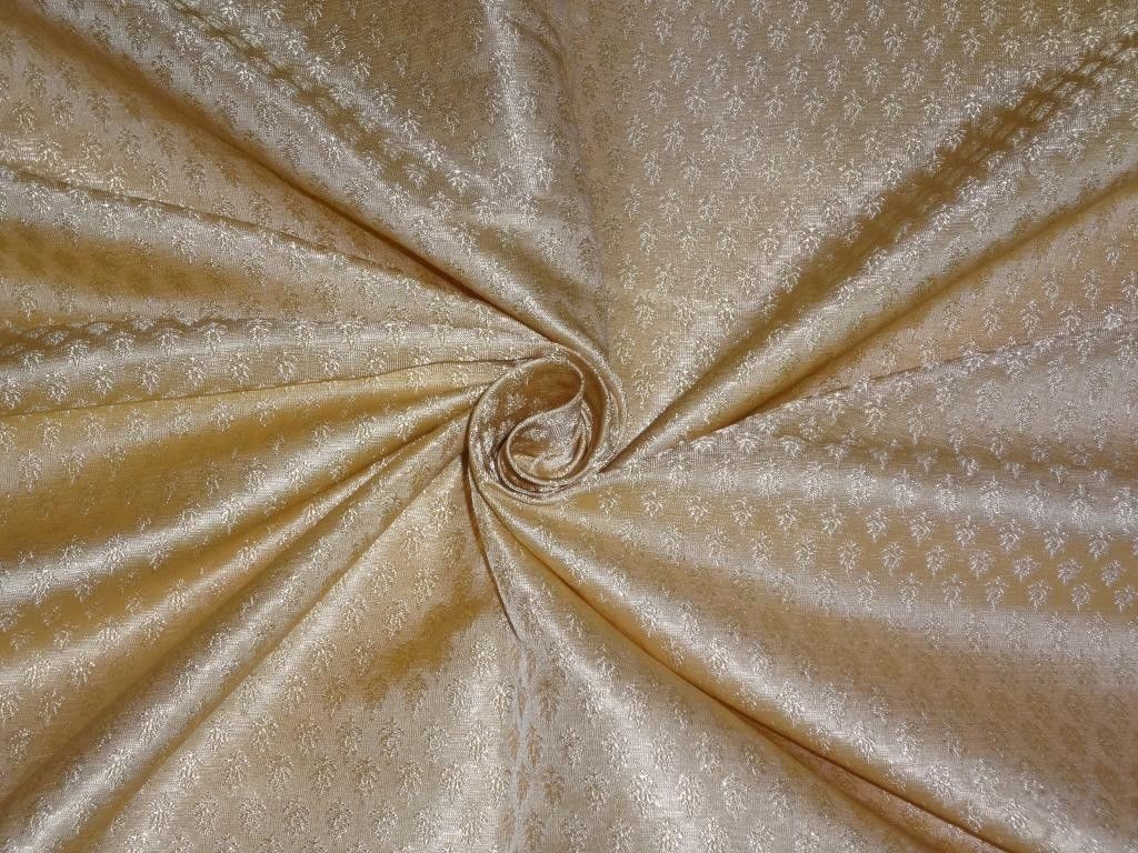 silk BROCADE FABRIC Gold & Metallic Gold small motifs 4" wide BRO355[1]