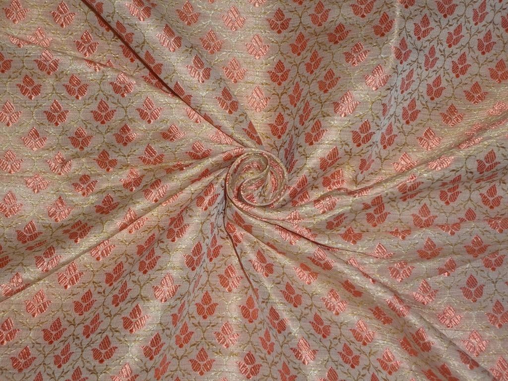 Brocade Fabric Light Gold &amp; Peach color 44" WIDE BRO360[3]
