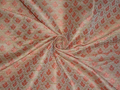 Brocade Fabric Light Gold &amp; Peach color 44" WIDE BRO360[3]
