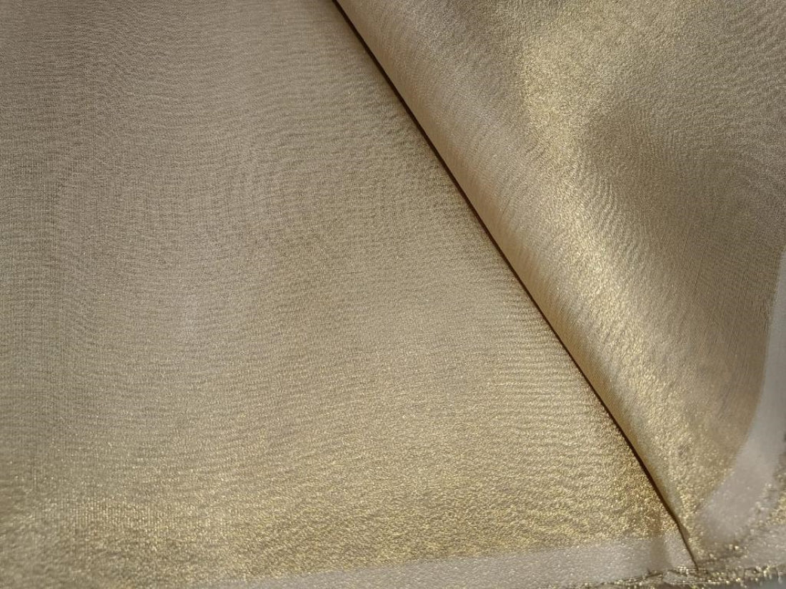 Silk Tissue Organza Fabric Sheer gold x black Color 44 wide –