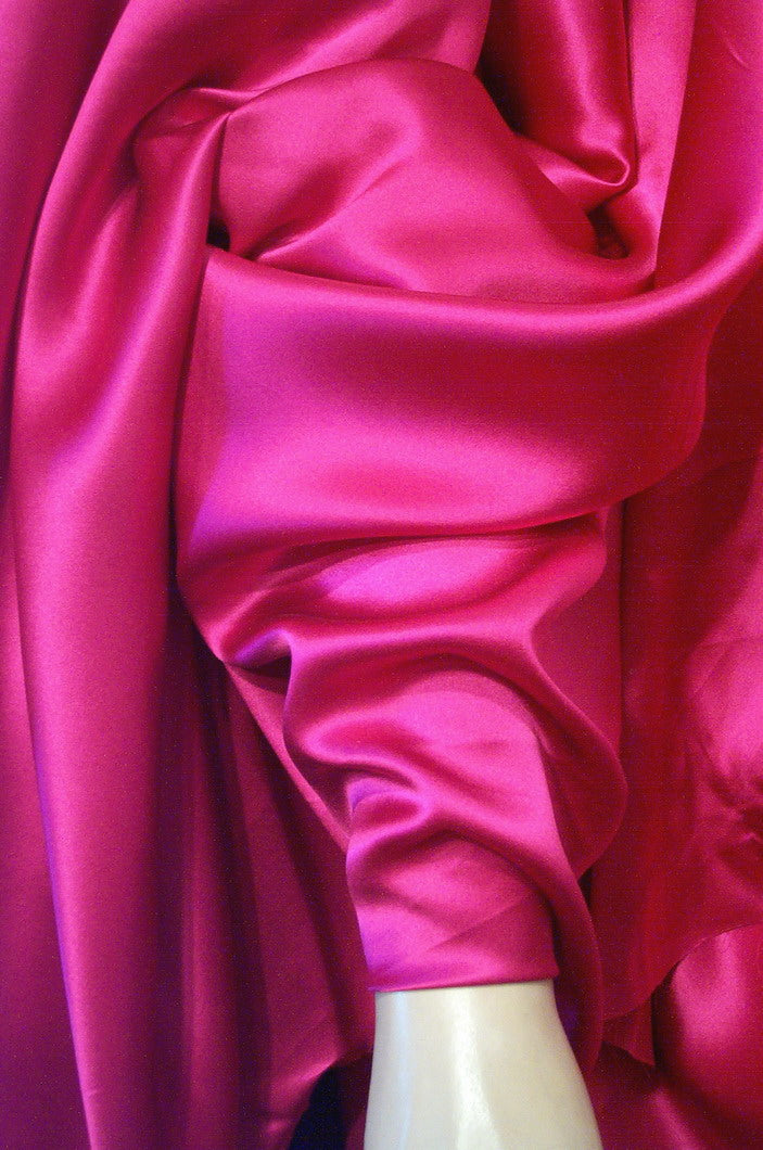 100% pure Silk Satin fabric fuschia colour 44" wide fuschia/satin/44