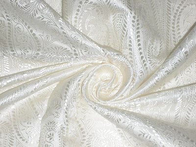 Silk Brocade fabric Ivory Colour