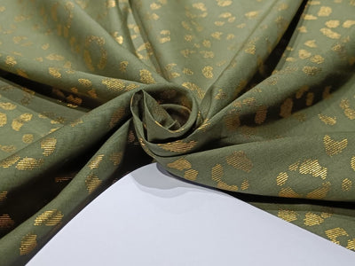 Cotton Superfine lawn Olive With Gold Print 58" &quot; wide