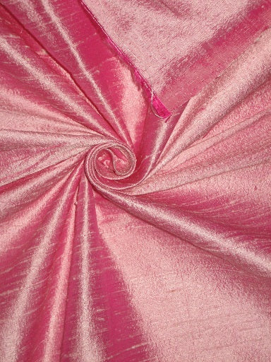 PURE SILK Dupioni FABRIC PINK WITH IVORY SHOT STUNNING NEW COLLECTION