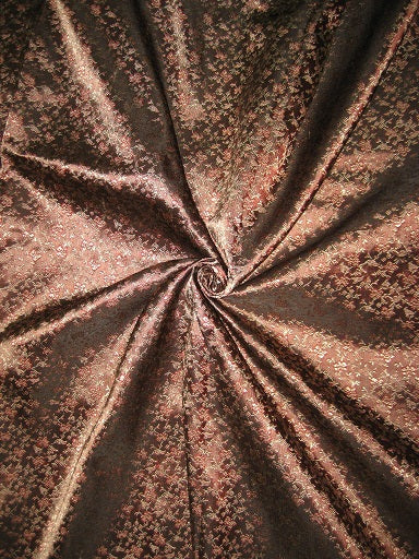 SILK BROCADE FABRIC Bark Brown,Red &amp; Gold colour 44&quot;