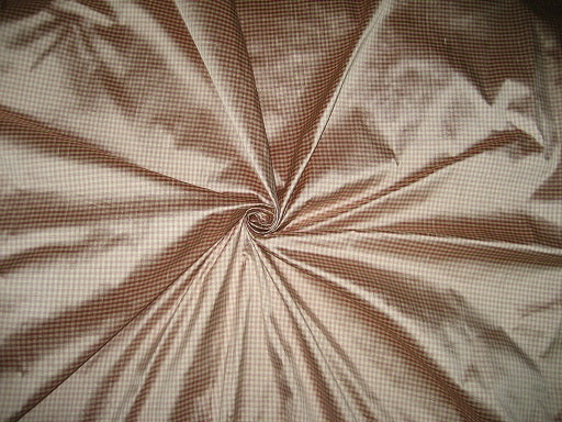 Silk Dupioni Pink, Grey & Cream color plaids Fabric