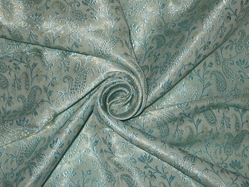 Silk Brocade Fabric Blue 44&quot;BRO197[2]