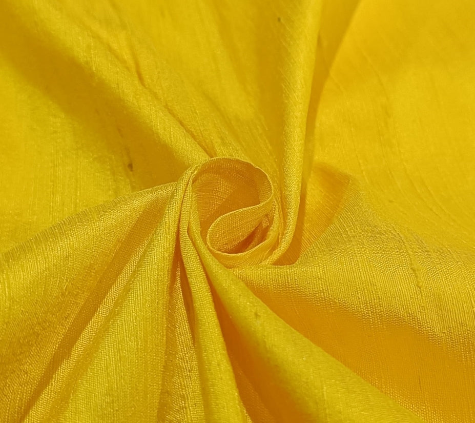 100% Pure SILK Dupion FABRIC BRIGHT YELLOW color 54"wide with slubs MM90[3]
