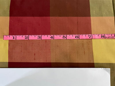 Silk Dupioni Fabric Plaids Shades of burgundy and gold color 54'' wide DUP#C101[3]