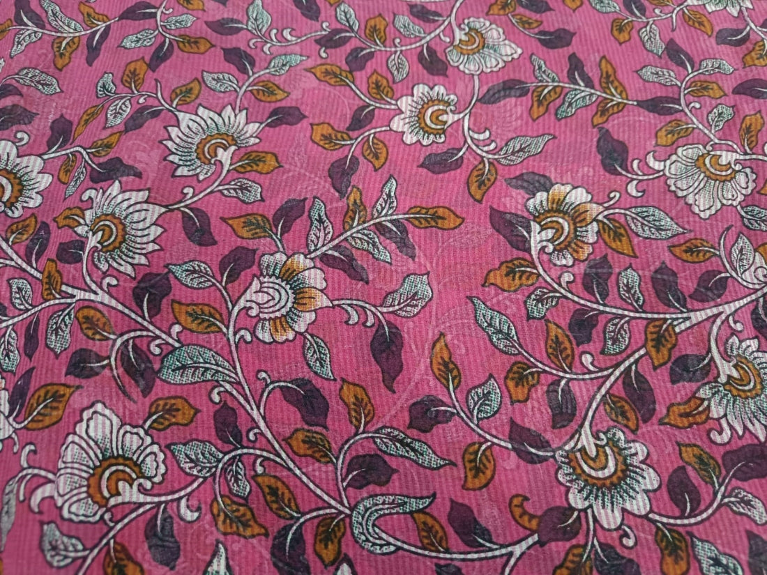 100% silk chiffon floral printed fabric 44" wide available in four colors