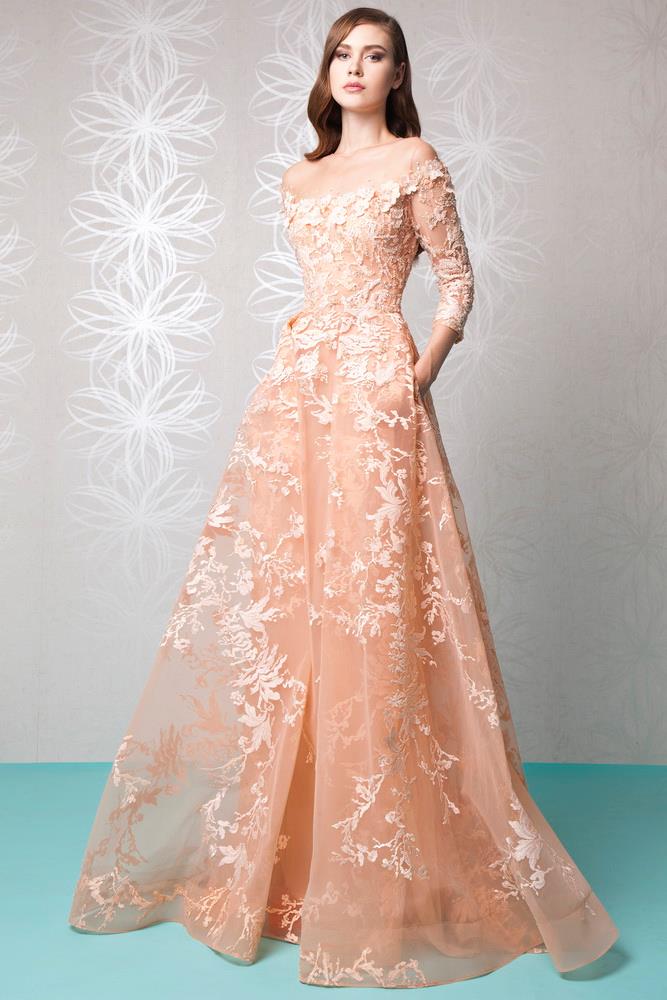 SDBM1011 Ready to Dispatch: Peach 4 Layer Birthday Gown embellished wi –  Blue Mantle Store