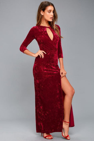 Imported Plush Silk Dark Red Velvet Fabric ~ 44&quot; wide [8734]