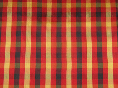 100% Silk Dupioni red x black x gold plaids Fabric 54'' width DUP#C95[1]