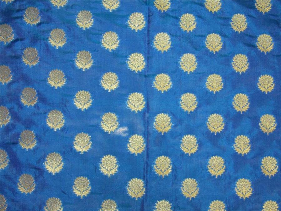 Brocade fabric royal blue x metallic gold color 44&quot; wide