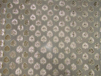 silk chanderi Brocade fabric ivory x gold 44" wide BRO631[4]