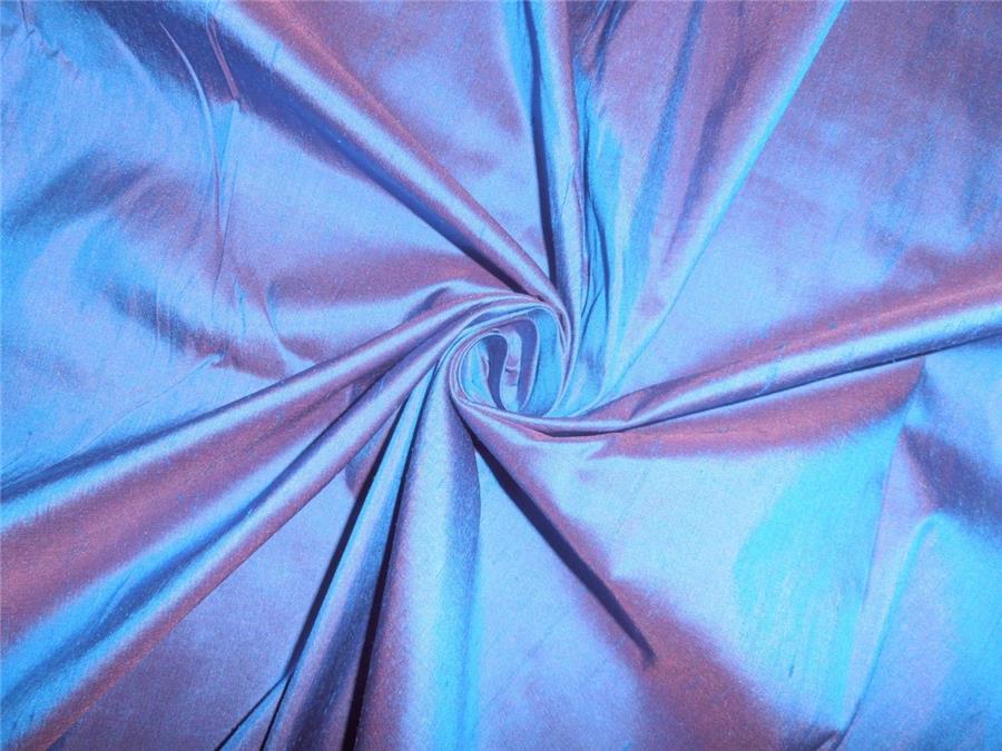 100%PURE SILK DUPIONI FABRIC NAVY BLUE X PINK COLOR 44&quot;